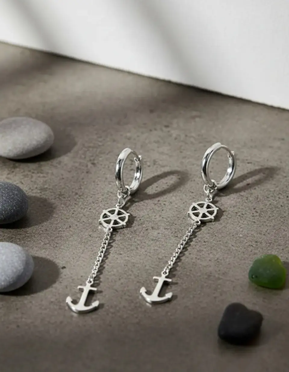 Aretes Para Hombres Mujeres Pendientes Cadena Timón Y Ancla 11