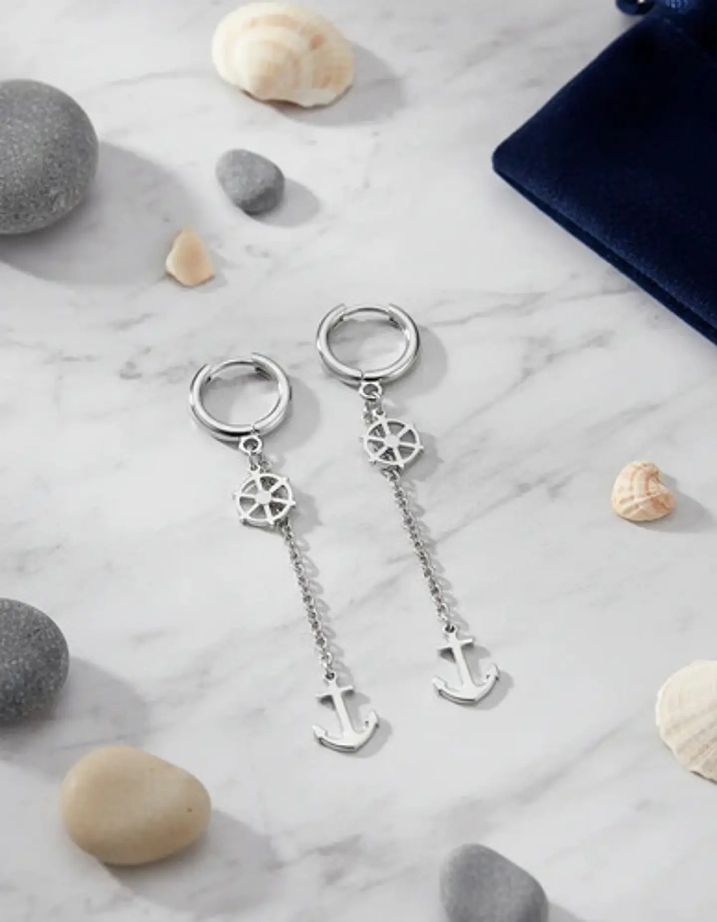 Aretes Para Hombres Mujeres Pendientes Cadena Timón Y Ancla 12