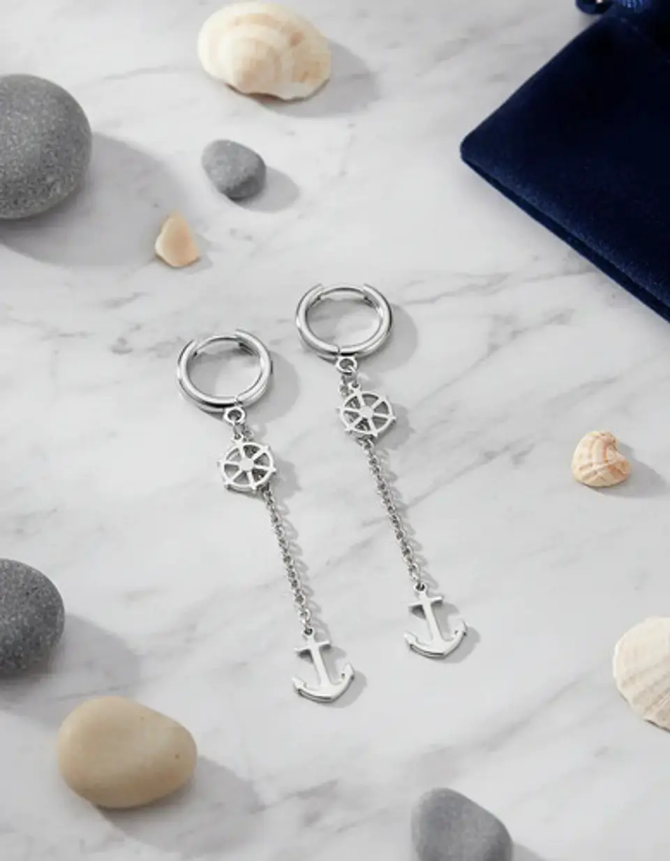 Aretes Para Hombres Mujeres Pendientes Cadena Timón Y Ancla 12