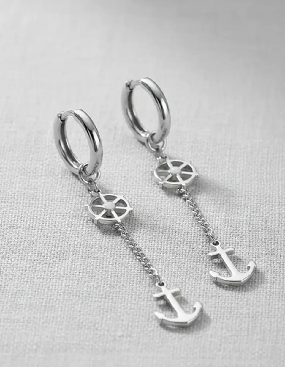 Aretes Para Hombres Mujeres Pendientes Cadena Timón Y Ancla 14