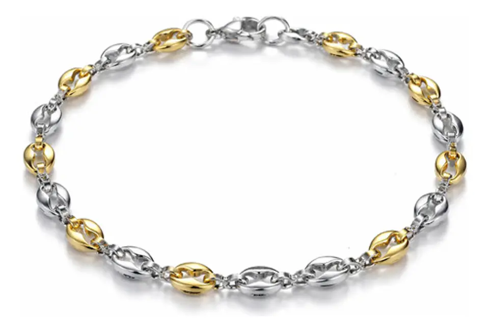 Pulsera Grano De Café De Acero Color Oro Para Hombre Y Mujer 1