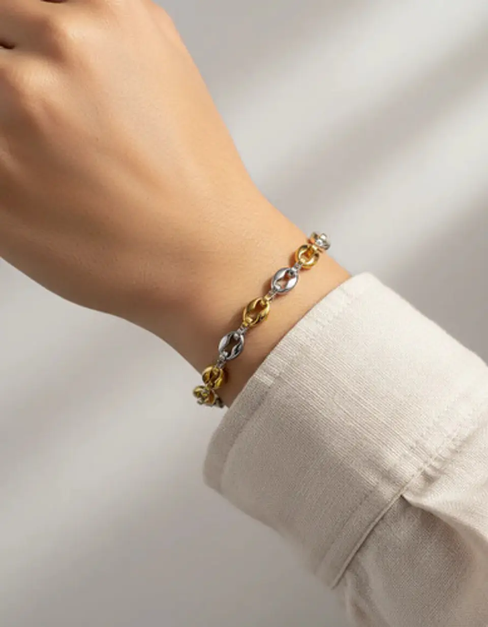 Pulsera Grano De Café De Acero Color Oro Para Hombre Y Mujer 3