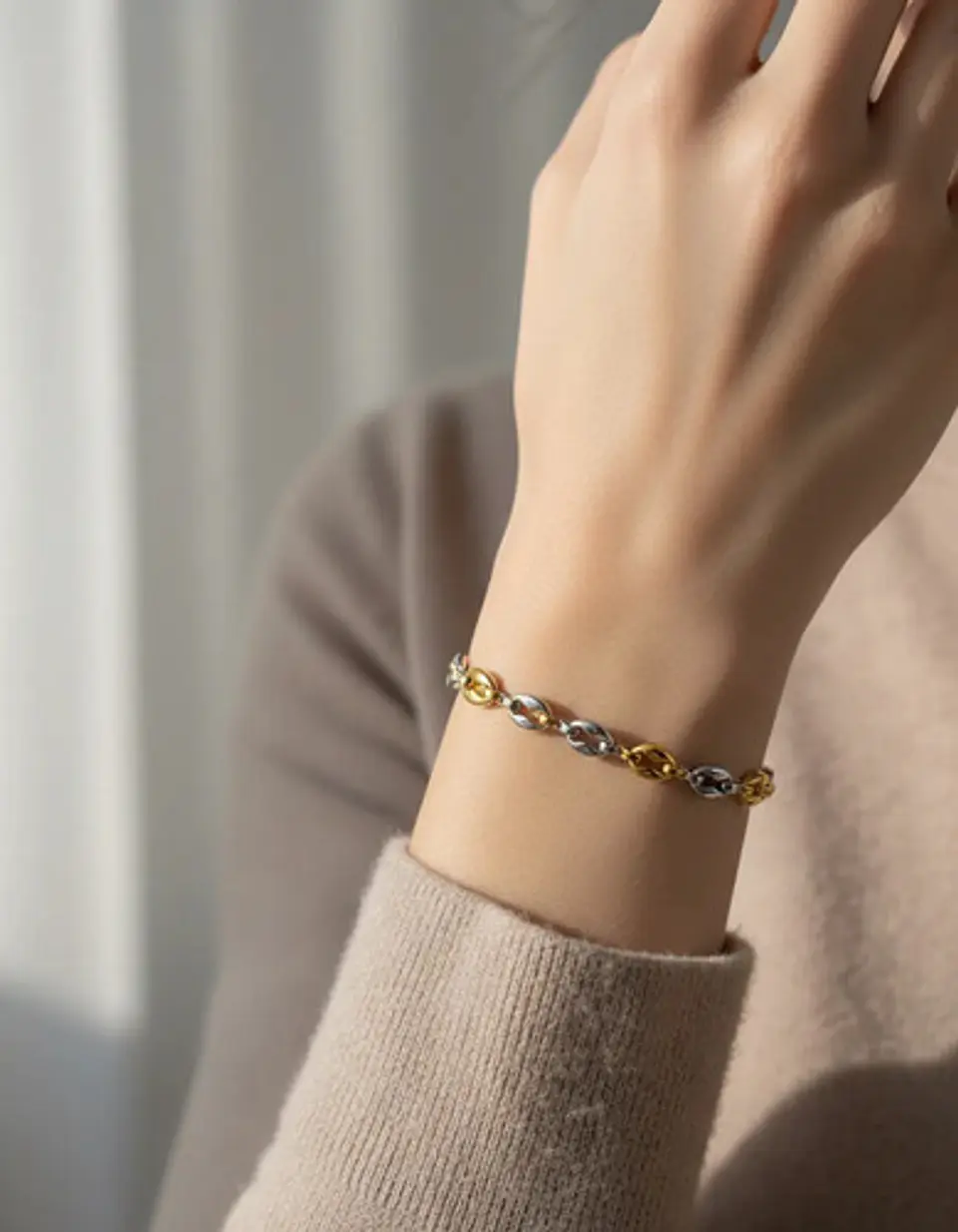 Pulsera Grano De Café De Acero Color Oro Para Hombre Y Mujer 4