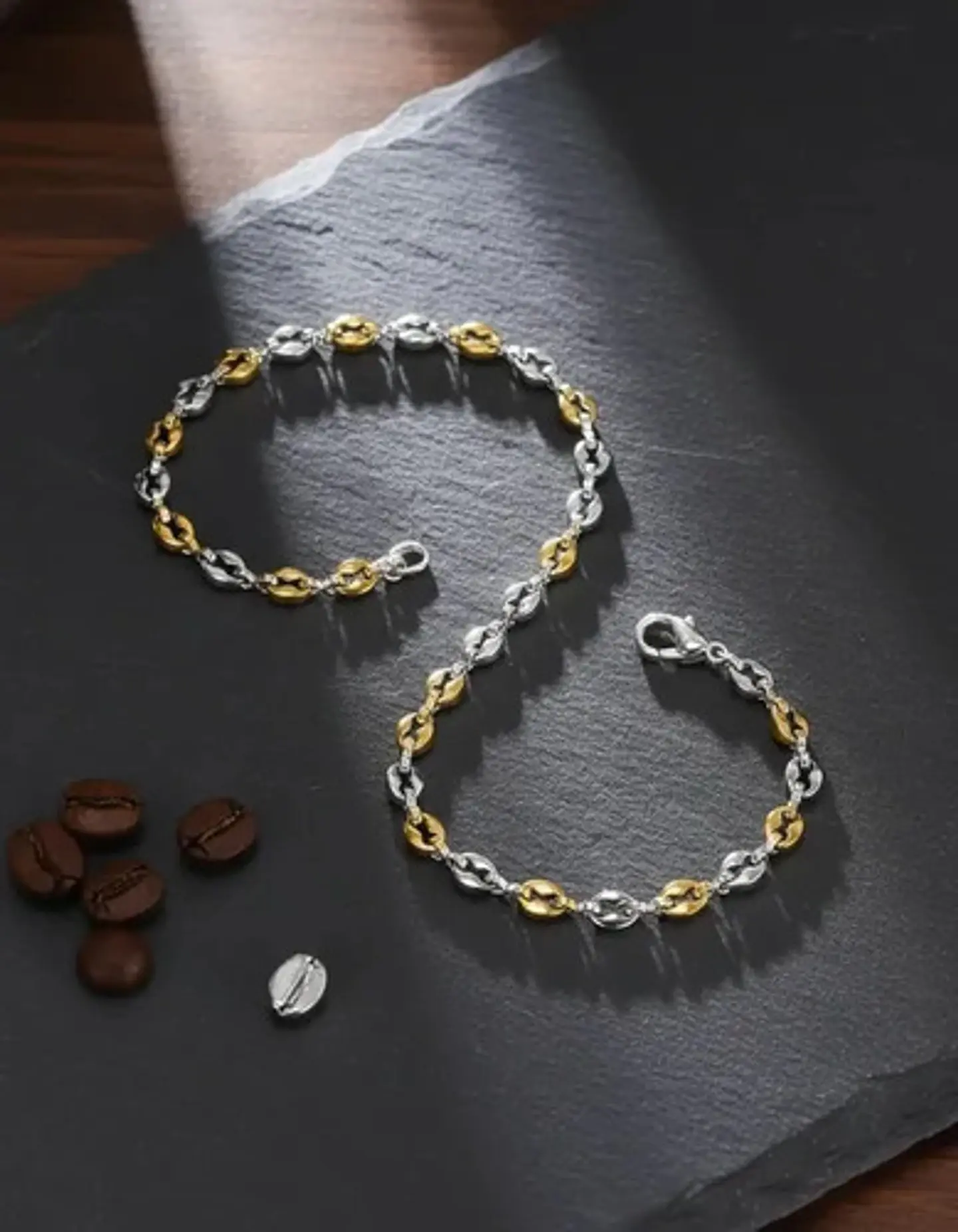 Pulsera Grano De Café De Acero Color Oro Para Hombre Y Mujer 6
