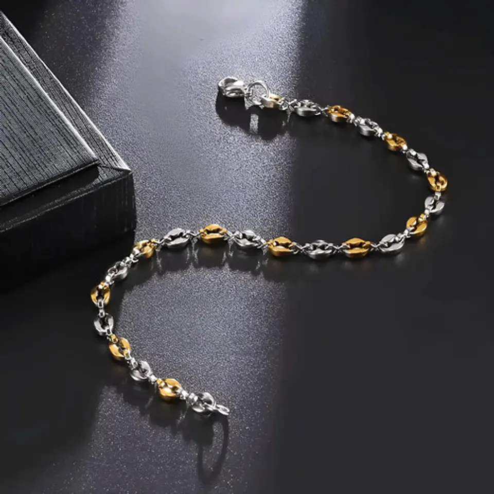 Pulsera Grano De Café De Acero Color Oro Para Hombre Y Mujer 7