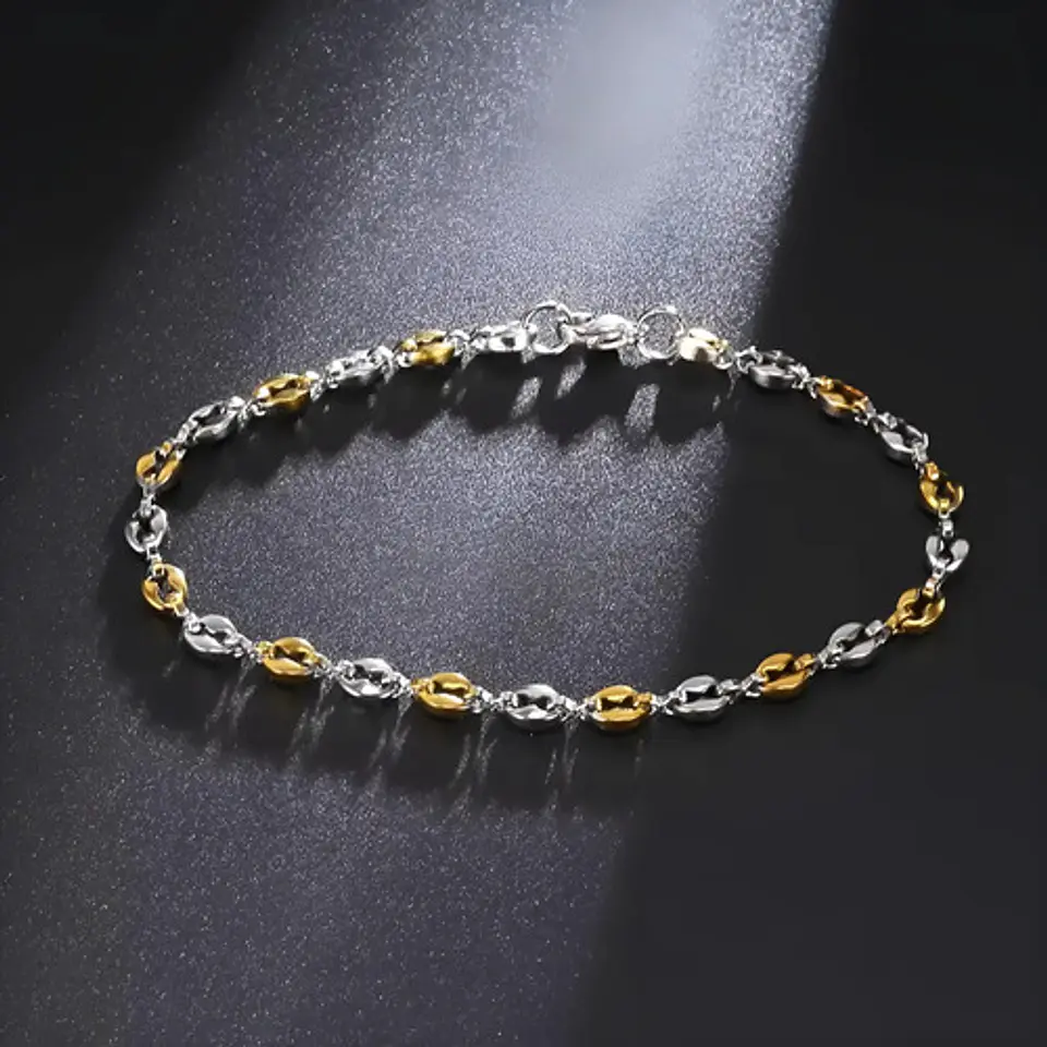 Pulsera Grano De Café De Acero Color Oro Para Hombre Y Mujer 8