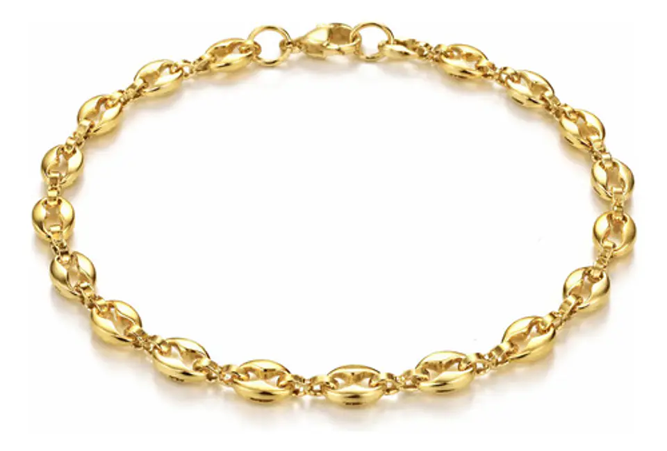 Pulsera Grano De Café De Acero Color Oro Para Hombre Y Mujer 10