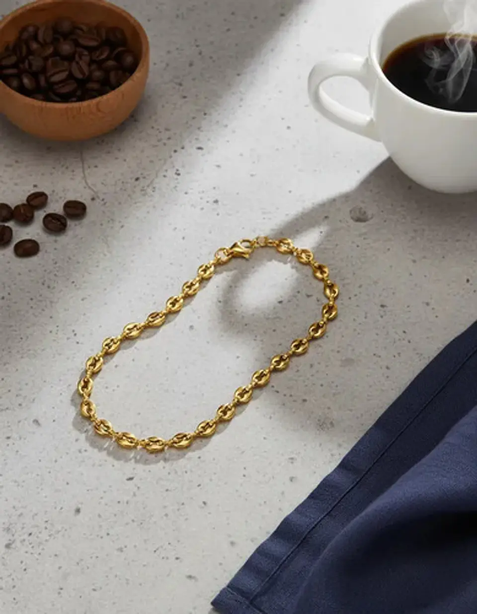 Pulsera Grano De Café De Acero Color Oro Para Hombre Y Mujer 14