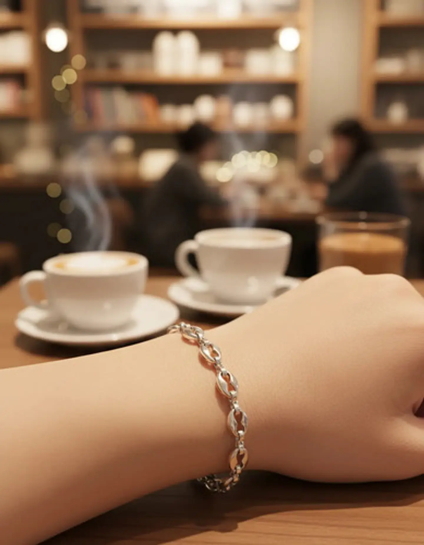 Pulsera Grano De Café De Acero Color Oro Para Hombre Y Mujer 20