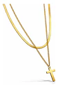 Collar Doble Capa De Acero Para Mujer Dije Cruz Minimalista - Miniatura 1