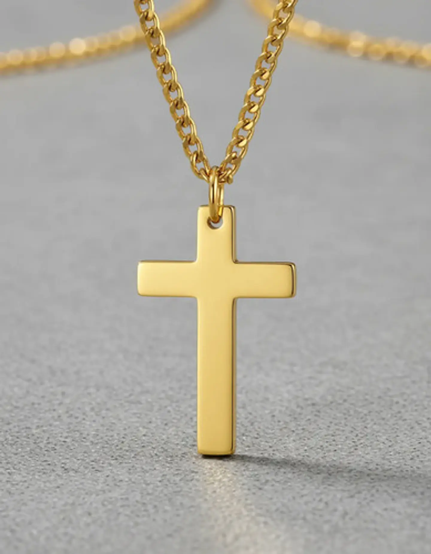 Collar Doble Capa De Acero Para Mujer Dije Cruz Minimalista 4