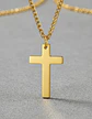 Collar Doble Capa De Acero Para Mujer Dije Cruz Minimalista - Miniatura 4