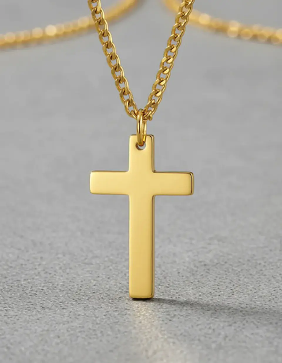 Collar Doble Capa De Acero Para Mujer Dije Cruz Minimalista 4