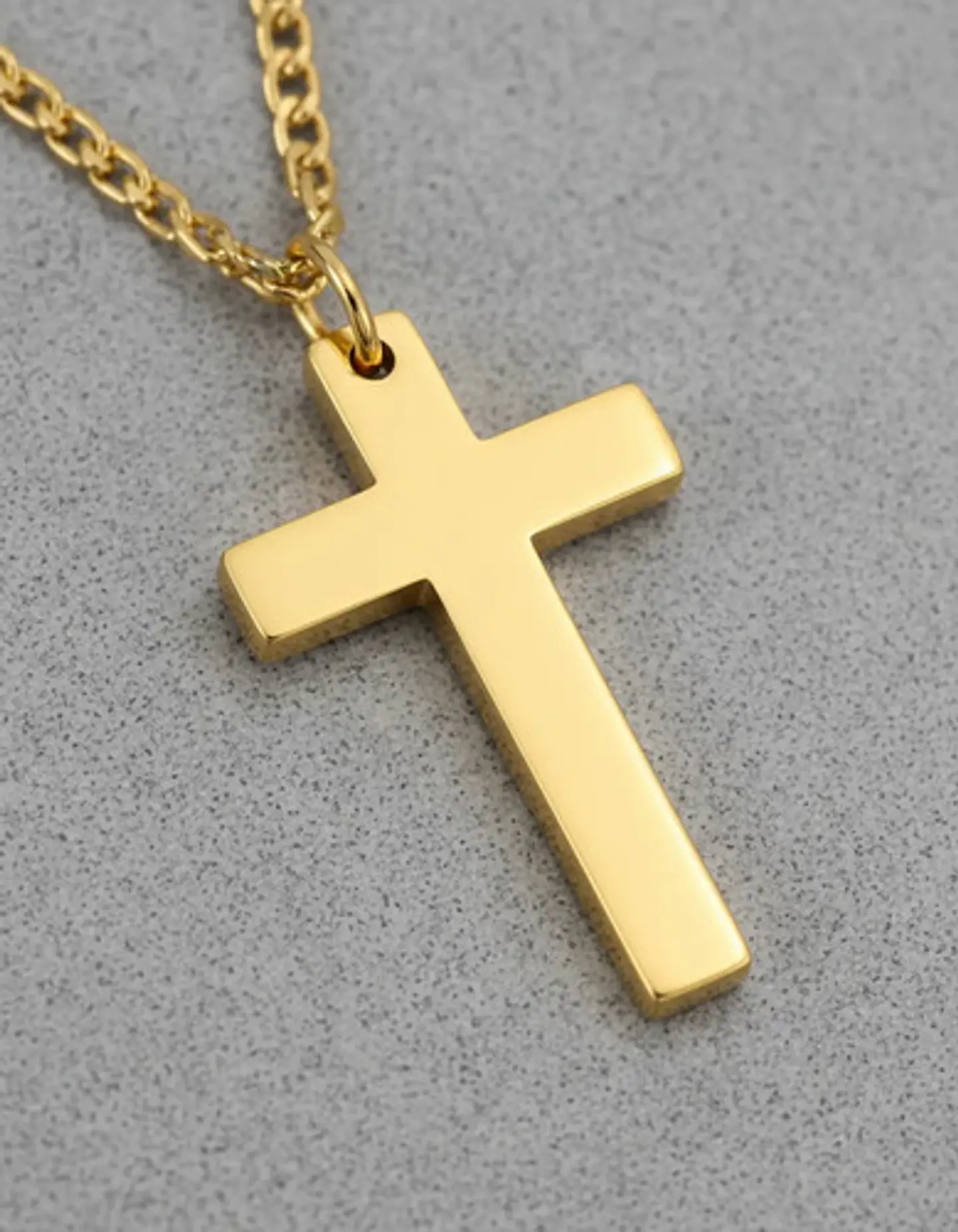 Collar Doble Capa De Acero Para Mujer Dije Cruz Minimalista 5