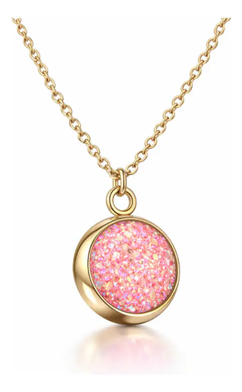 Collar Minimalista Para Mujeres Dije Circular Con Cristales
