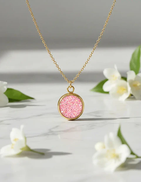 Collar Minimalista Para Mujeres Dije Circular Con Cristales