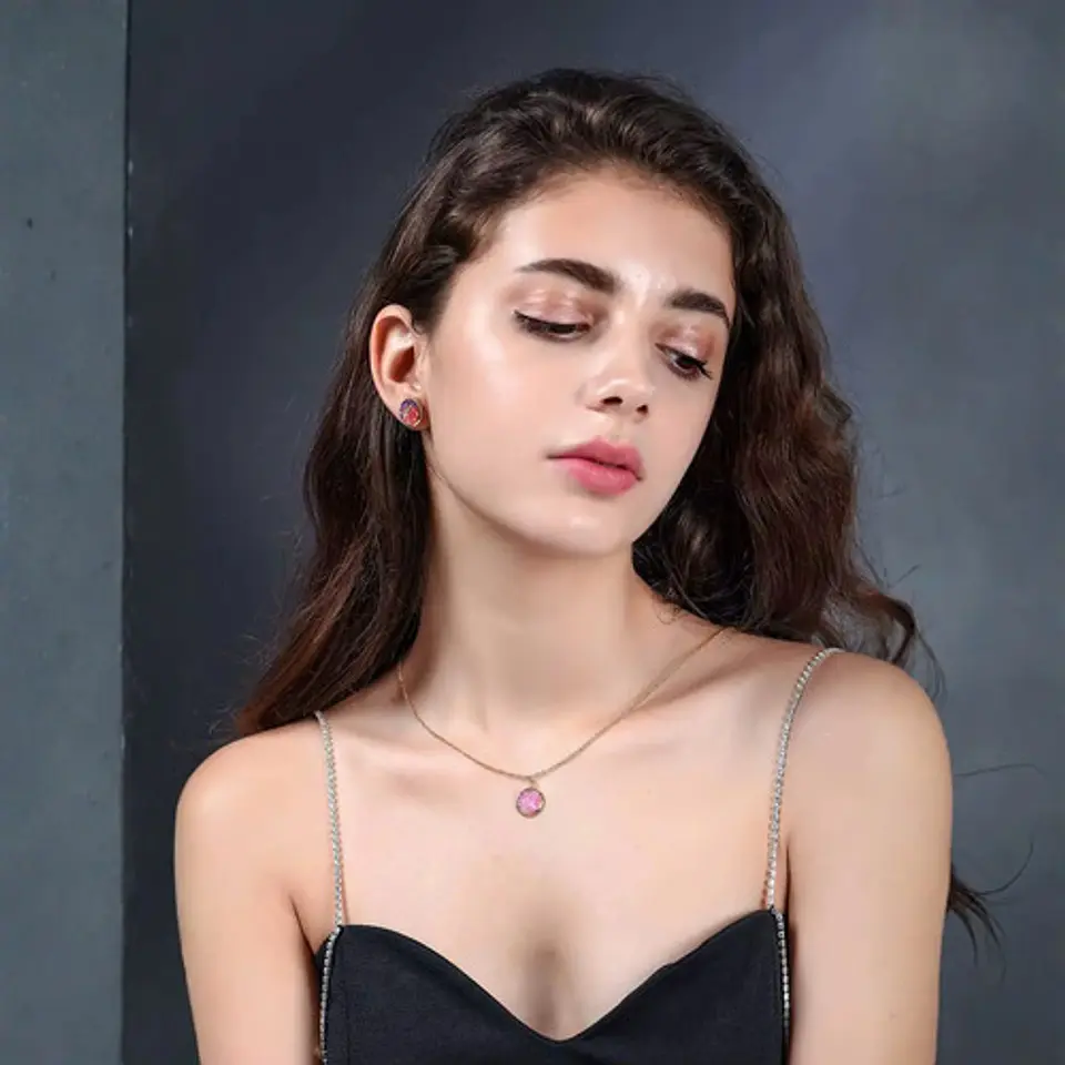 Collar Minimalista Para Mujeres Dije Circular Con Cristales 5