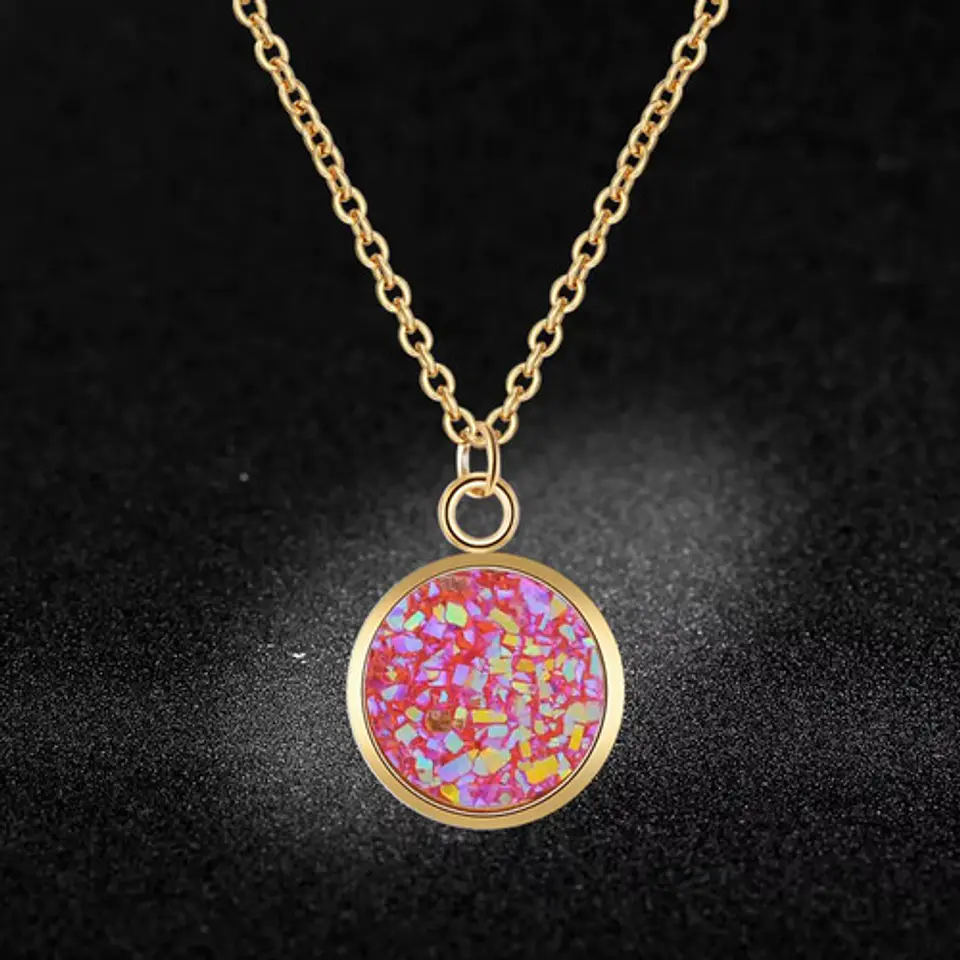 Collar Minimalista Para Mujeres Dije Circular Con Cristales 6