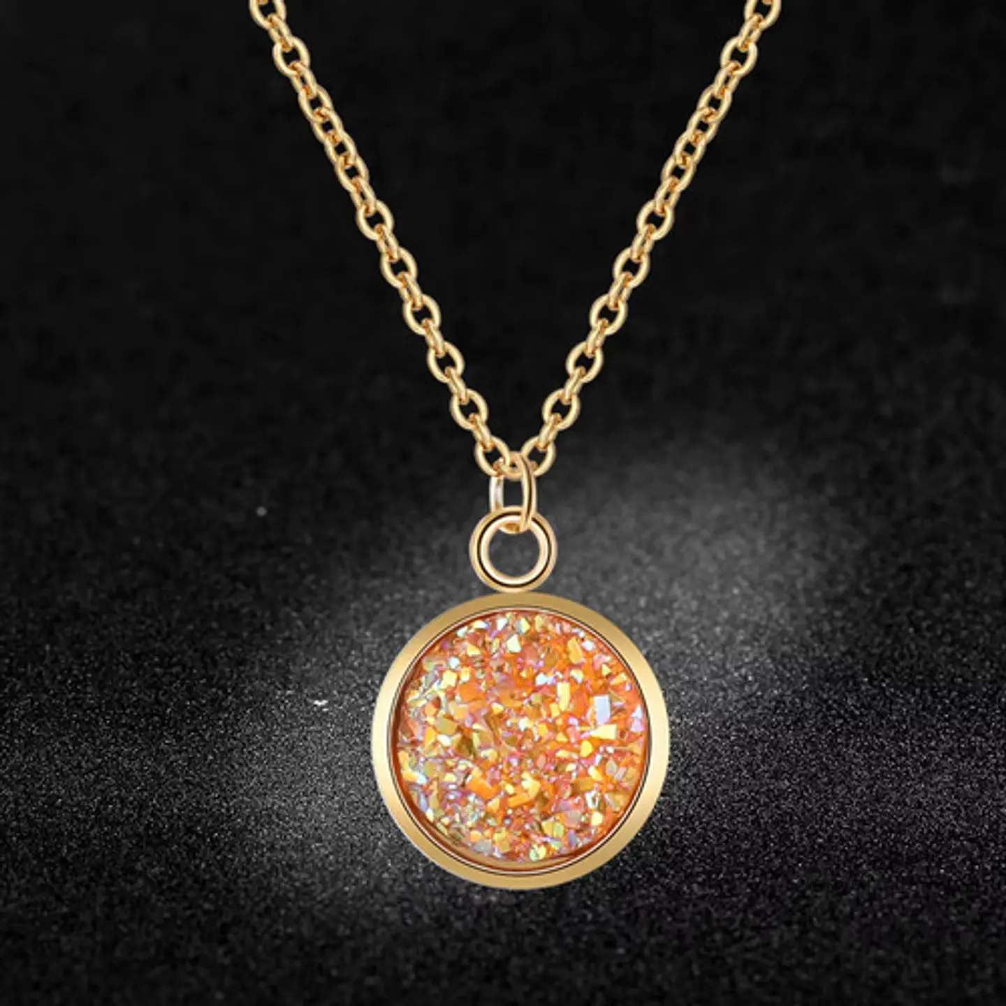 Collar Minimalista Para Mujeres Dije Circular Con Cristales 20