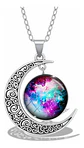 Collar Para Mujer Dije Luna Cristal Cabujón Galaxia Estrella - Miniatura 1