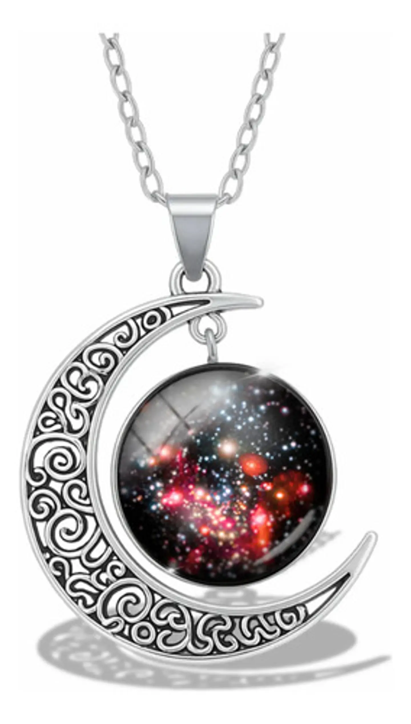 Collar Para Mujer Dije Luna Cristal Cabujón Galaxia Estrella 8