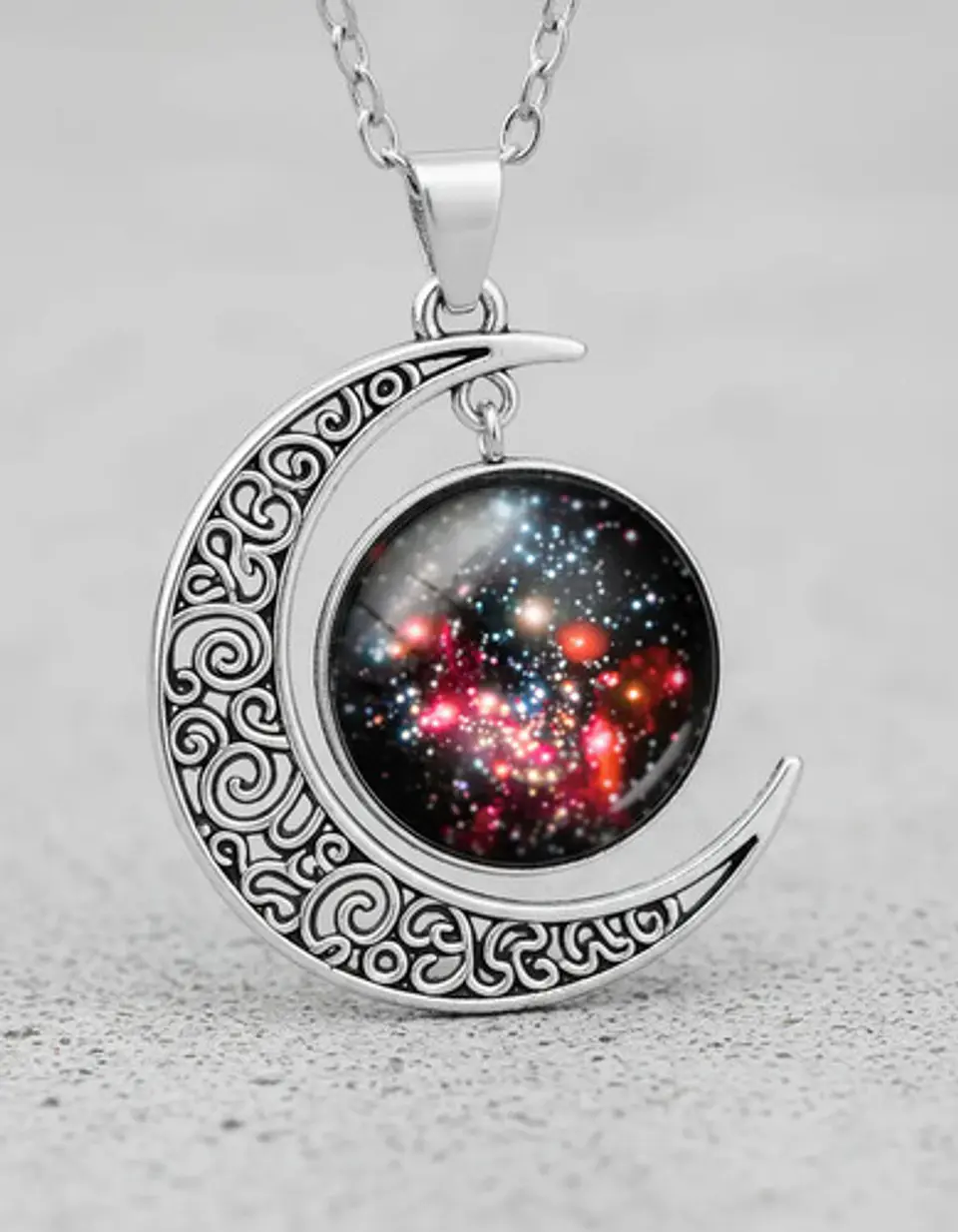 Collar Para Mujer Dije Luna Cristal Cabujón Galaxia Estrella 9