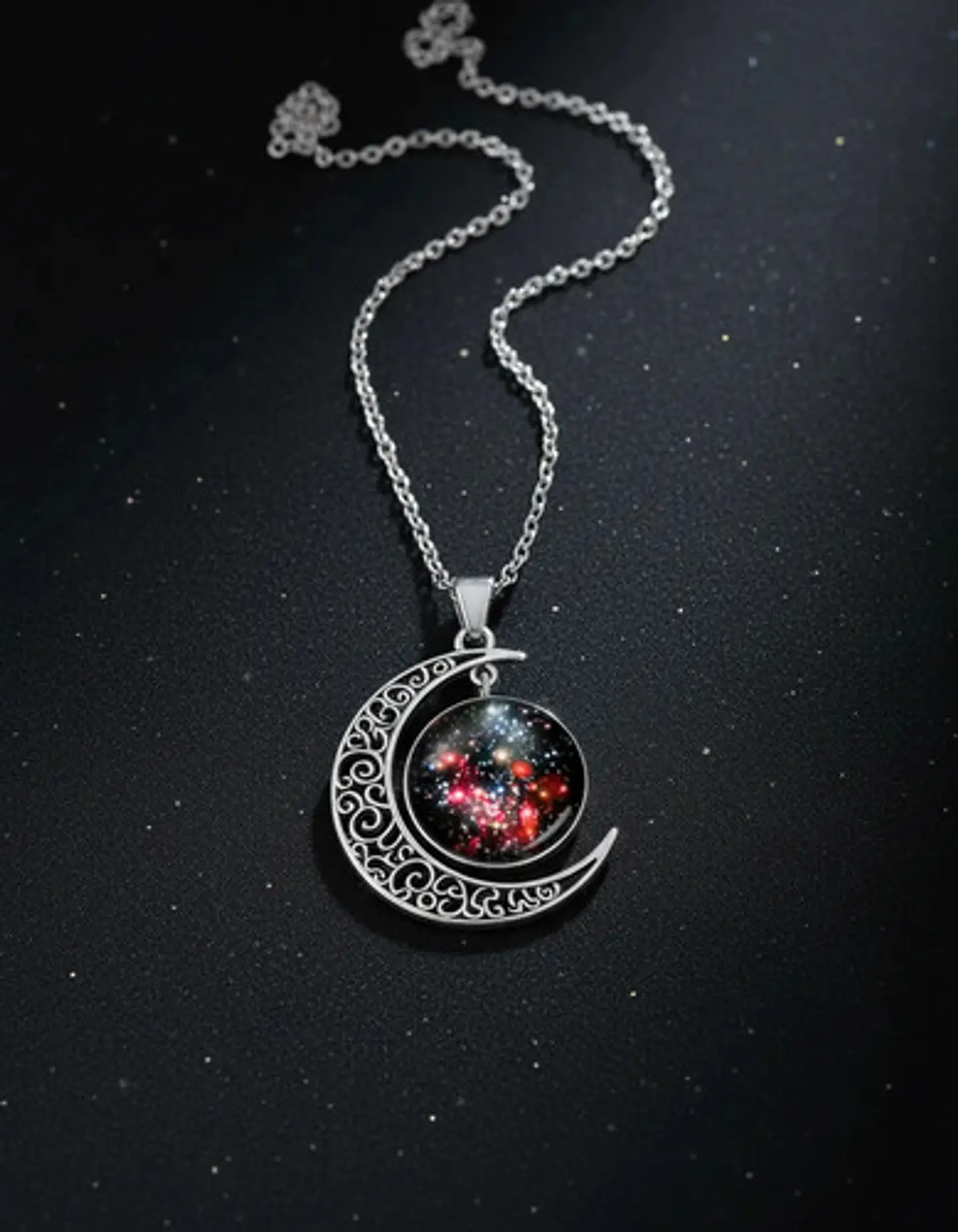 Collar Para Mujer Dije Luna Cristal Cabujón Galaxia Estrella 12