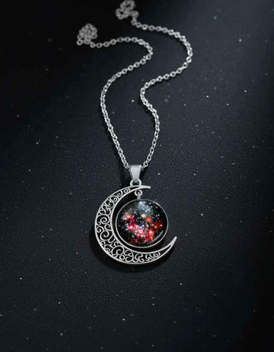 Collar Para Mujer Dije Luna Cristal Cabujón Galaxia Estrella 12