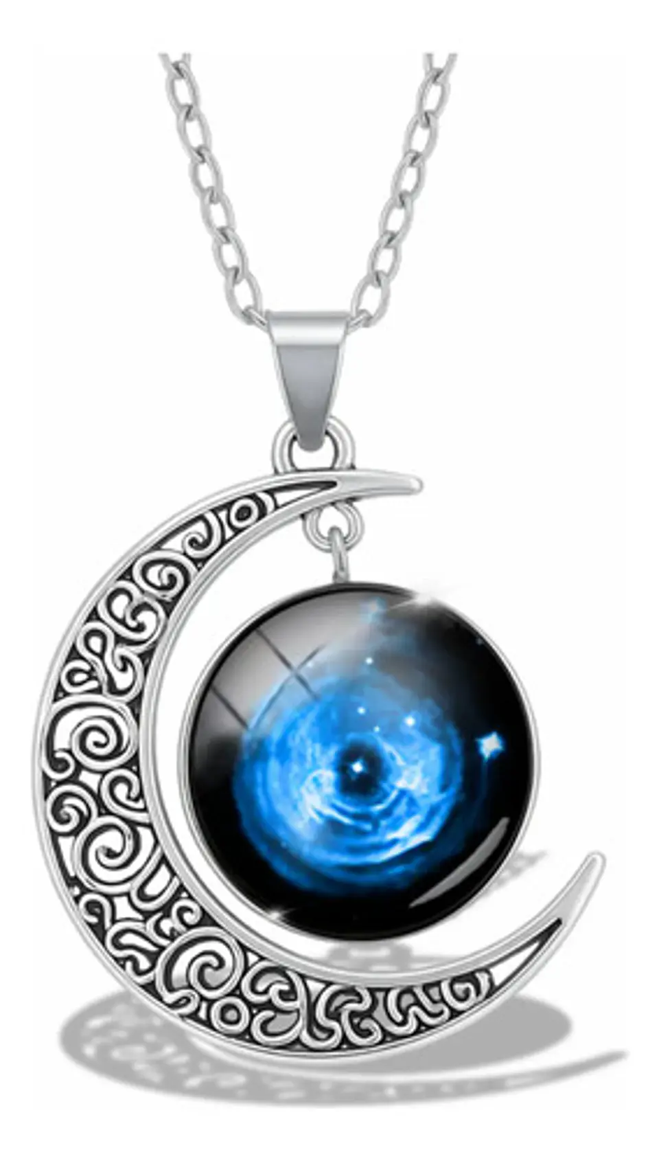 Collar Para Mujer Dije Luna Cristal Cabujón Galaxia Estrella 15