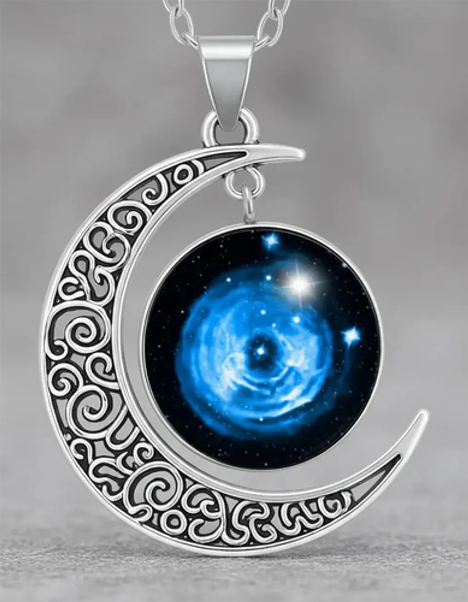 Collar Para Mujer Dije Luna Cristal Cabujón Galaxia Estrella 16