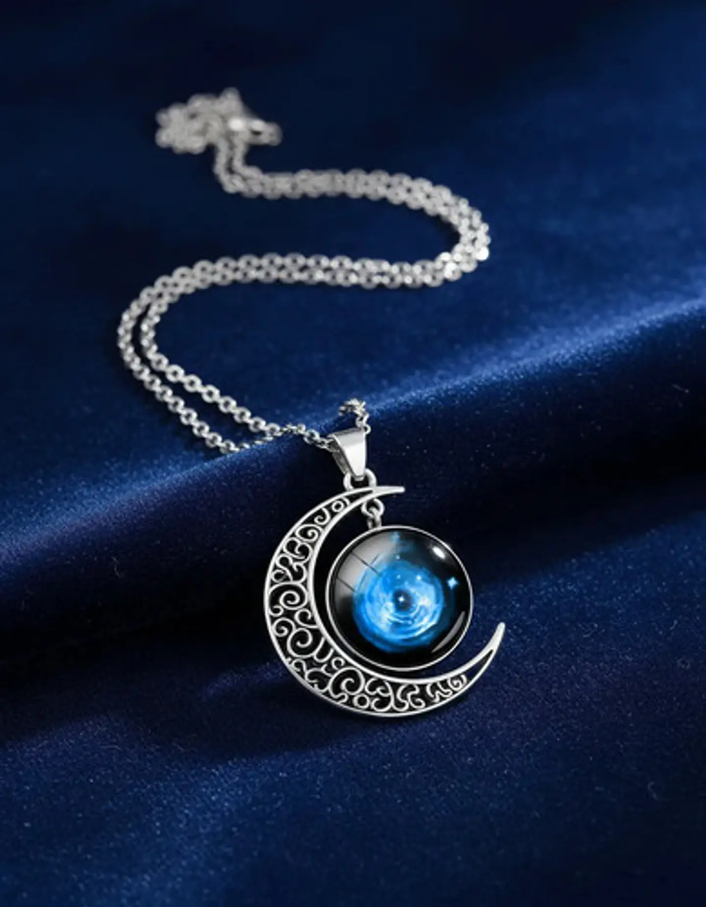 Collar Para Mujer Dije Luna Cristal Cabujón Galaxia Estrella 17