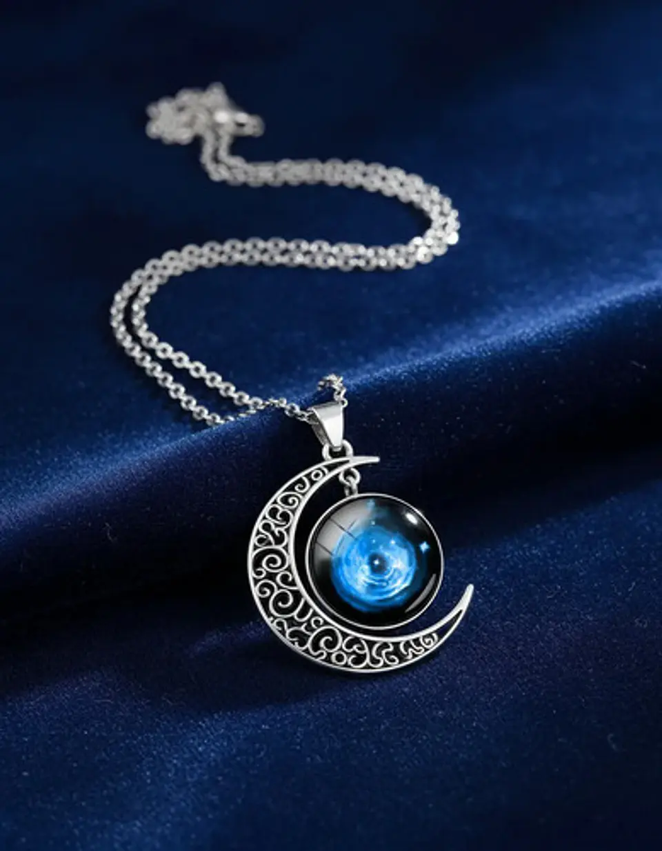 Collar Para Mujer Dije Luna Cristal Cabujón Galaxia Estrella 17