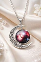 Collar Para Mujer Dije Luna Cristal Cabujón Galaxia Estrella - Miniatura 28
