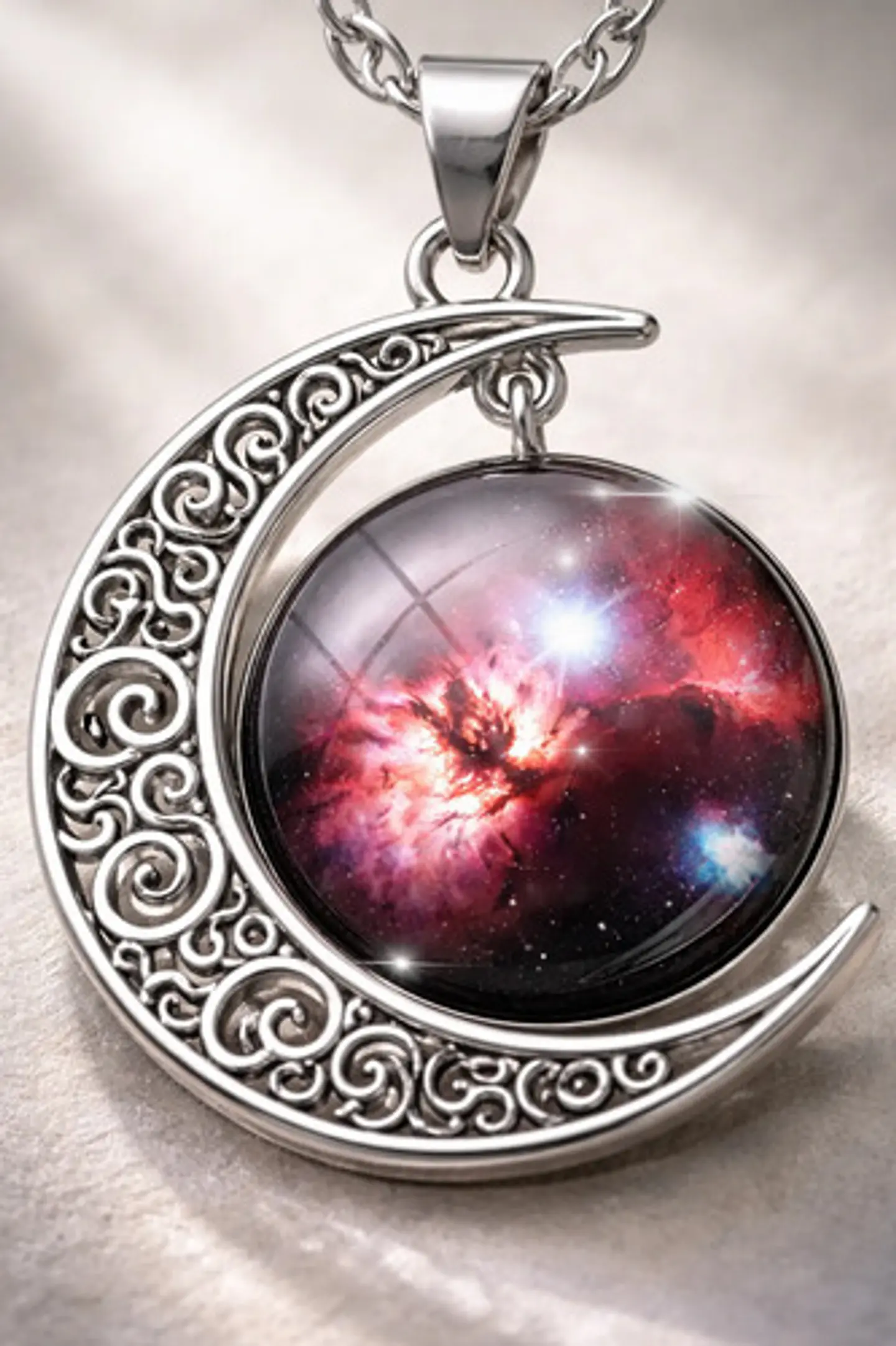 Collar Para Mujer Dije Luna Cristal Cabujón Galaxia Estrella 29