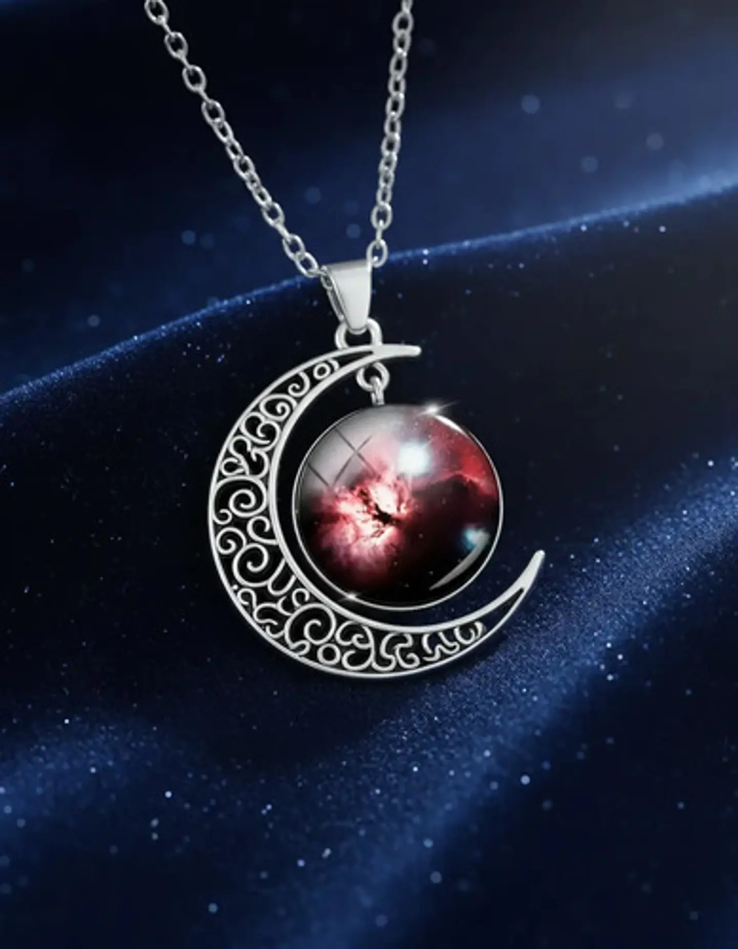 Collar Para Mujer Dije Luna Cristal Cabujón Galaxia Estrella 30