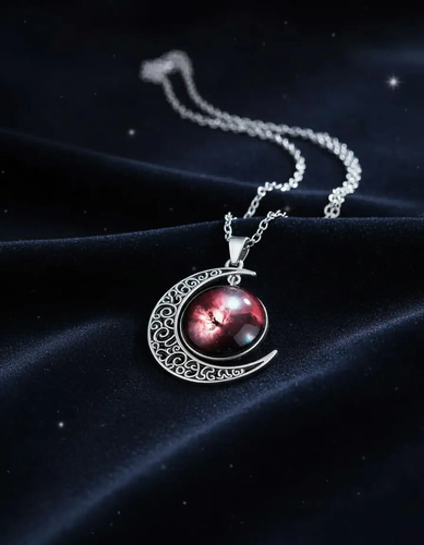 Collar Para Mujer Dije Luna Cristal Cabujón Galaxia Estrella 31