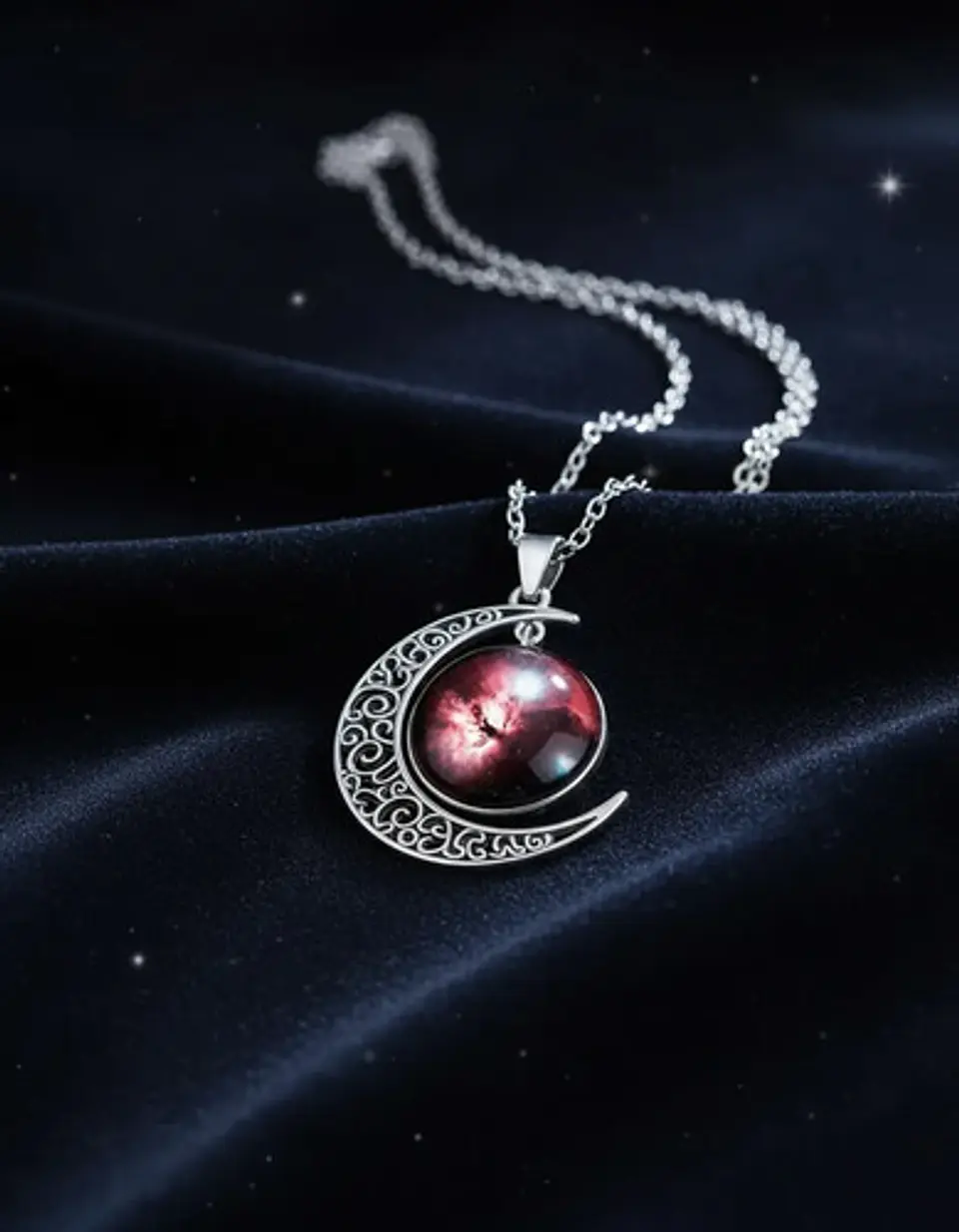 Collar Para Mujer Dije Luna Cristal Cabujón Galaxia Estrella 31