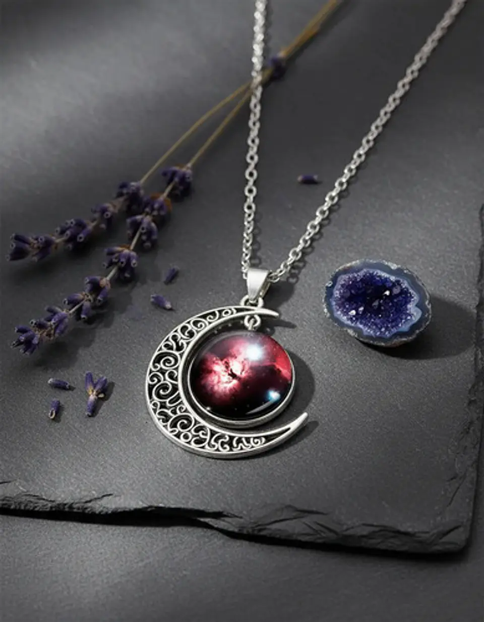 Collar Para Mujer Dije Luna Cristal Cabujón Galaxia Estrella 32