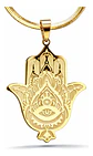 Collar Acero Color Oro Para Hombre Mujer Dije Mano De Fátima - Miniatura 1