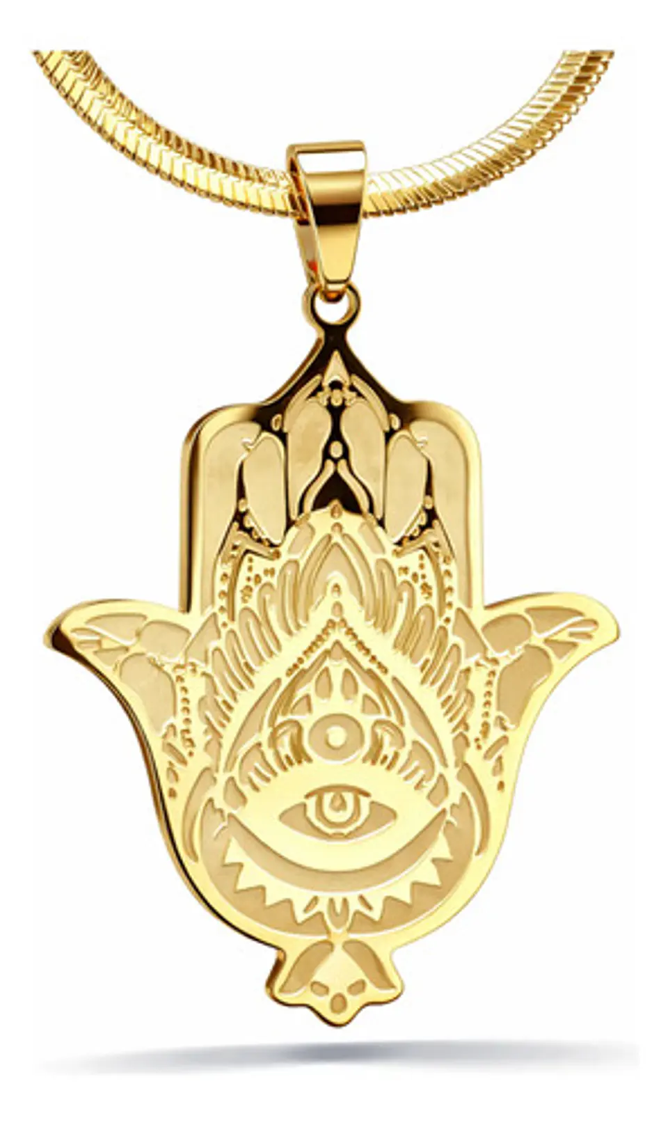 Collar Acero Color Oro Para Hombre Mujer Dije Mano De Fátima 1