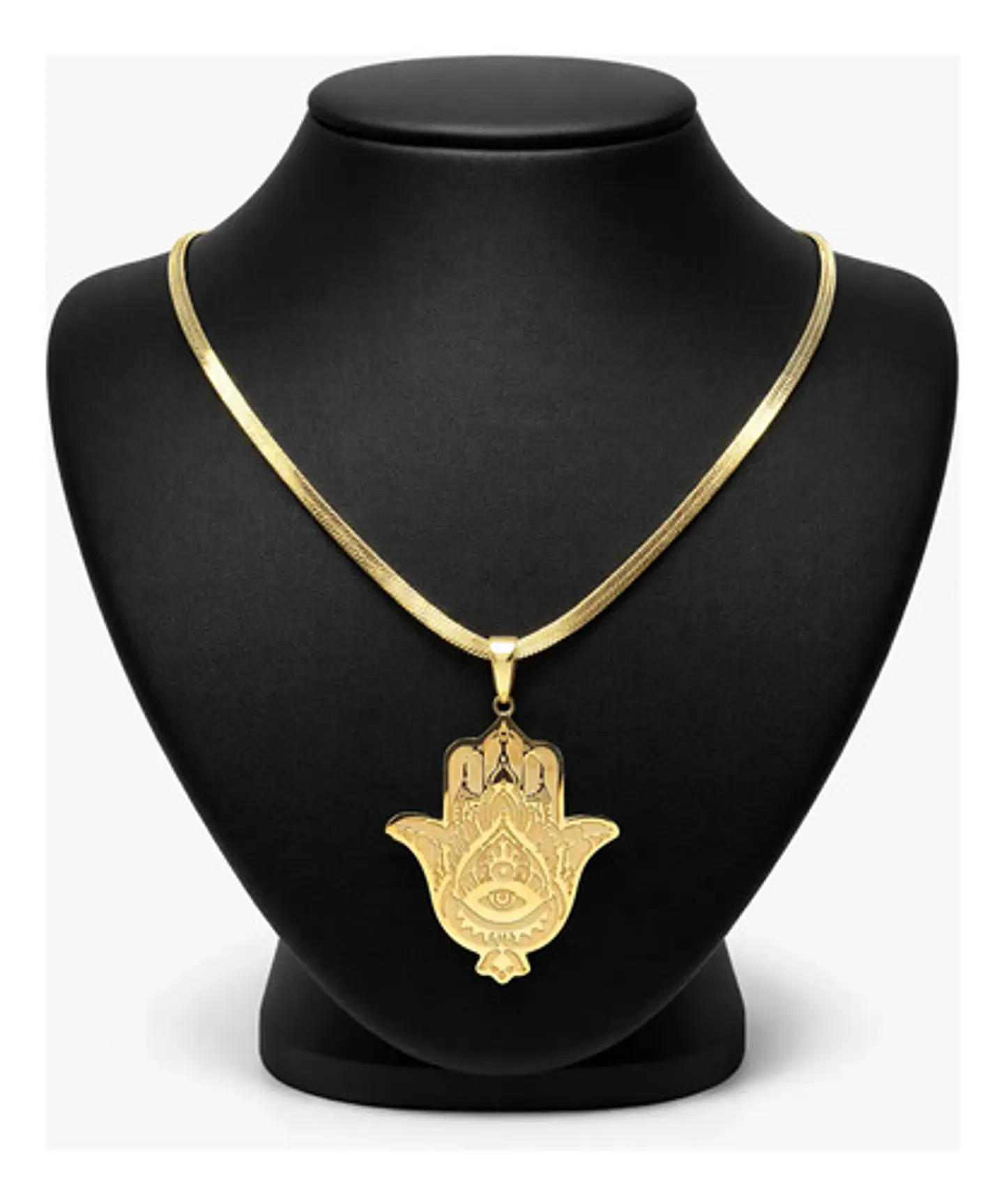Collar Acero Color Oro Para Hombre Mujer Dije Mano De Fátima 2