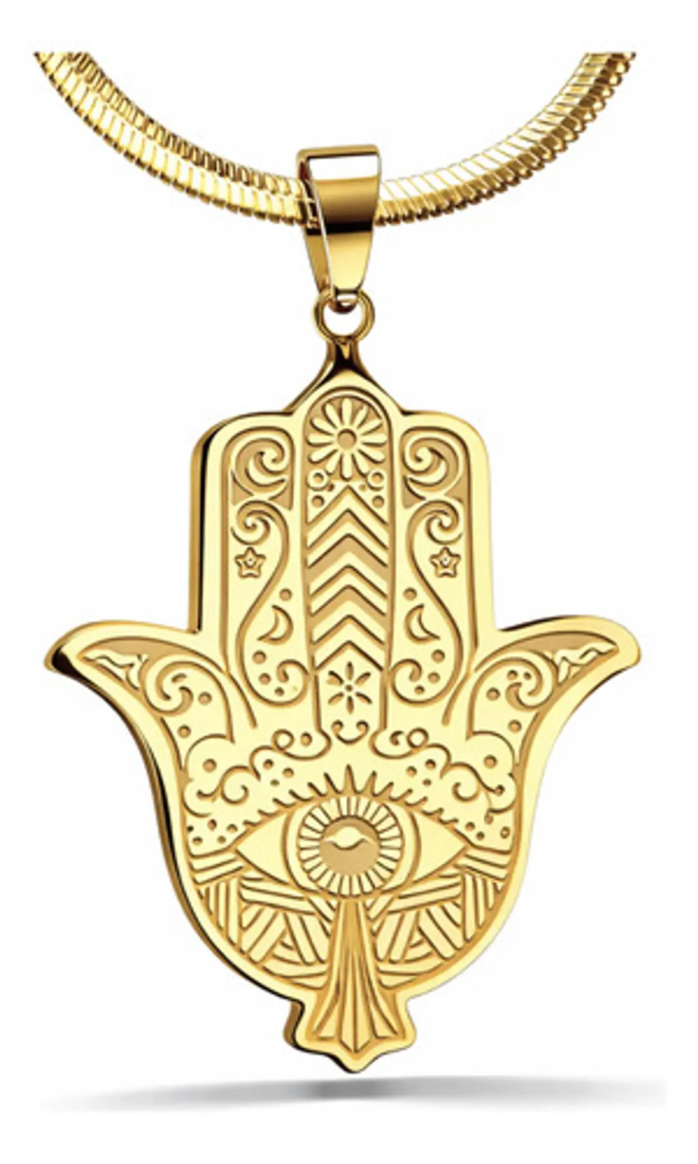 Collar Acero Color Oro Para Hombre Mujer Dije Mano De Fátima 9