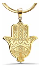 Collar Acero Color Oro Para Hombre Mujer Dije Mano De Fátima - Miniatura 9