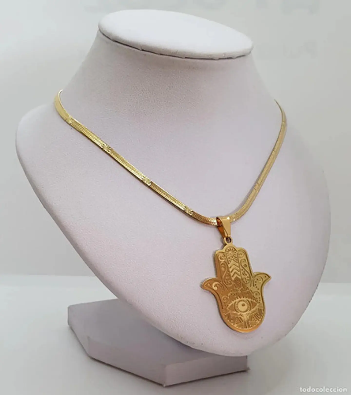 Collar Acero Color Oro Para Hombre Mujer Dije Mano De Fátima 11