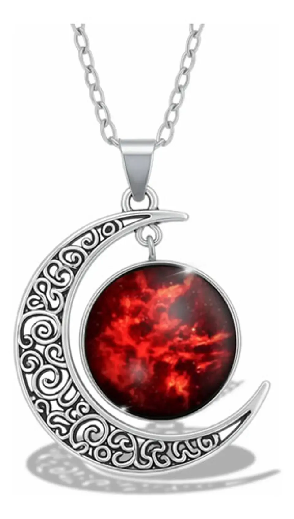Collar Para Mujer Dije Cabujón Cristal Luna Nebulosa Galaxia 1