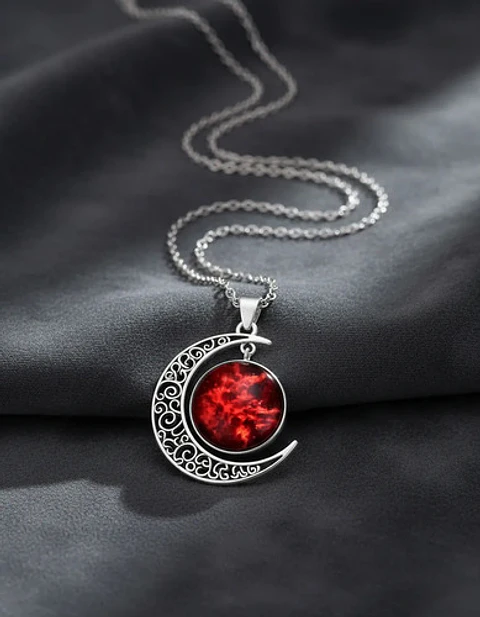 Collar Para Mujer Dije Cabujón Cristal Luna Nebulosa Galaxia