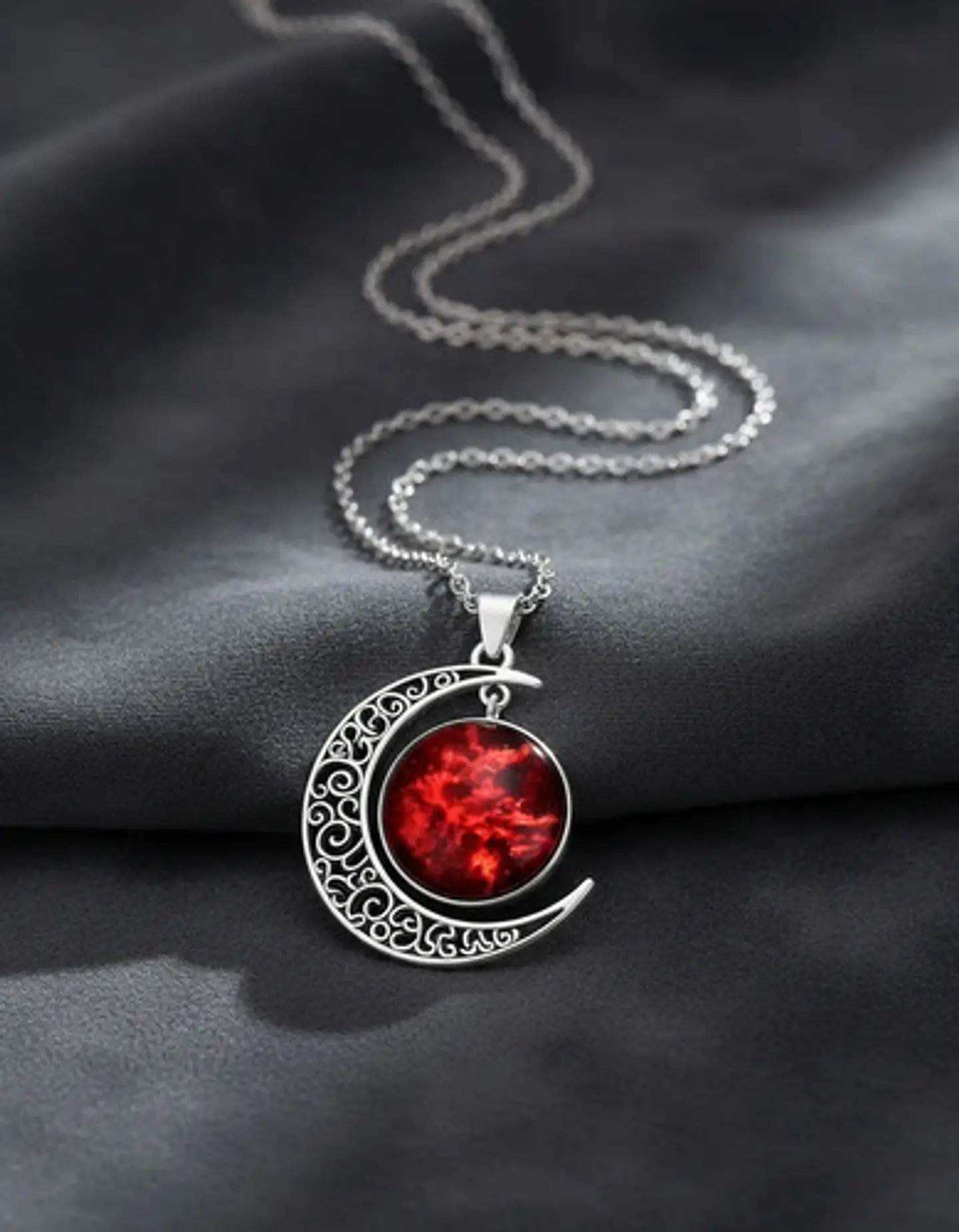Collar Para Mujer Dije Cabujón Cristal Luna Nebulosa Galaxia 2