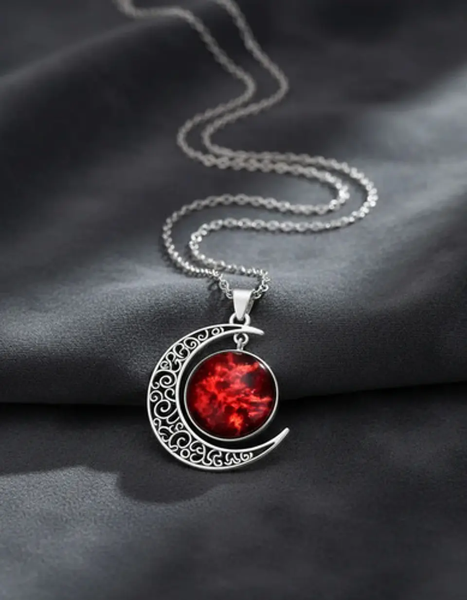 Collar Para Mujer Dije Cabujón Cristal Luna Nebulosa Galaxia 2