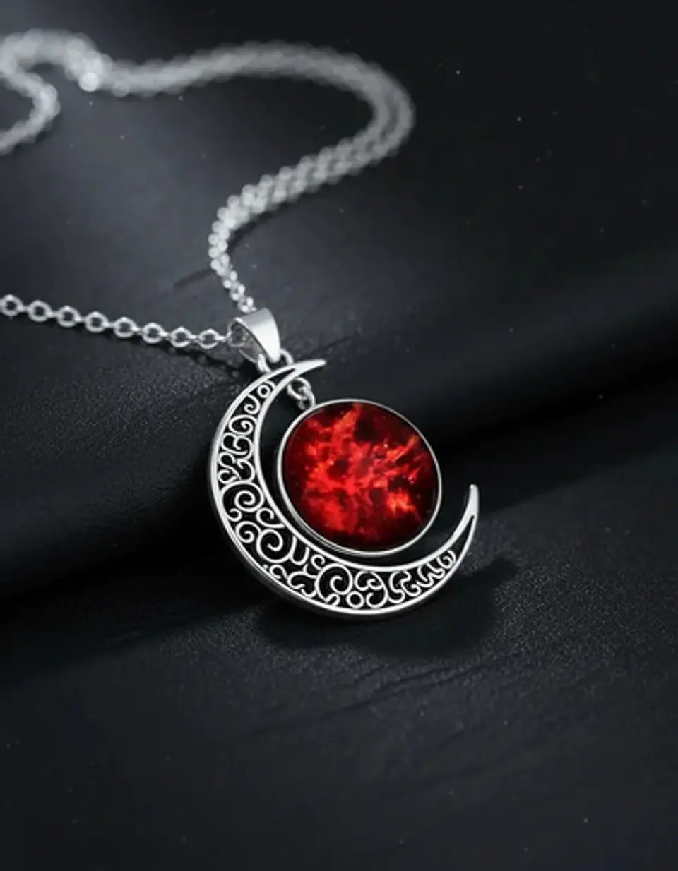 Collar Para Mujer Dije Cabujón Cristal Luna Nebulosa Galaxia 3
