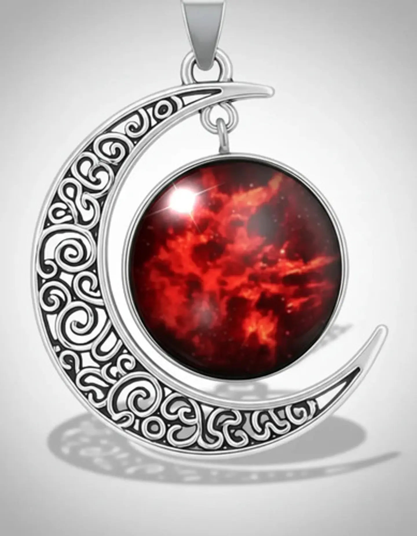 Collar Para Mujer Dije Cabujón Cristal Luna Nebulosa Galaxia 6